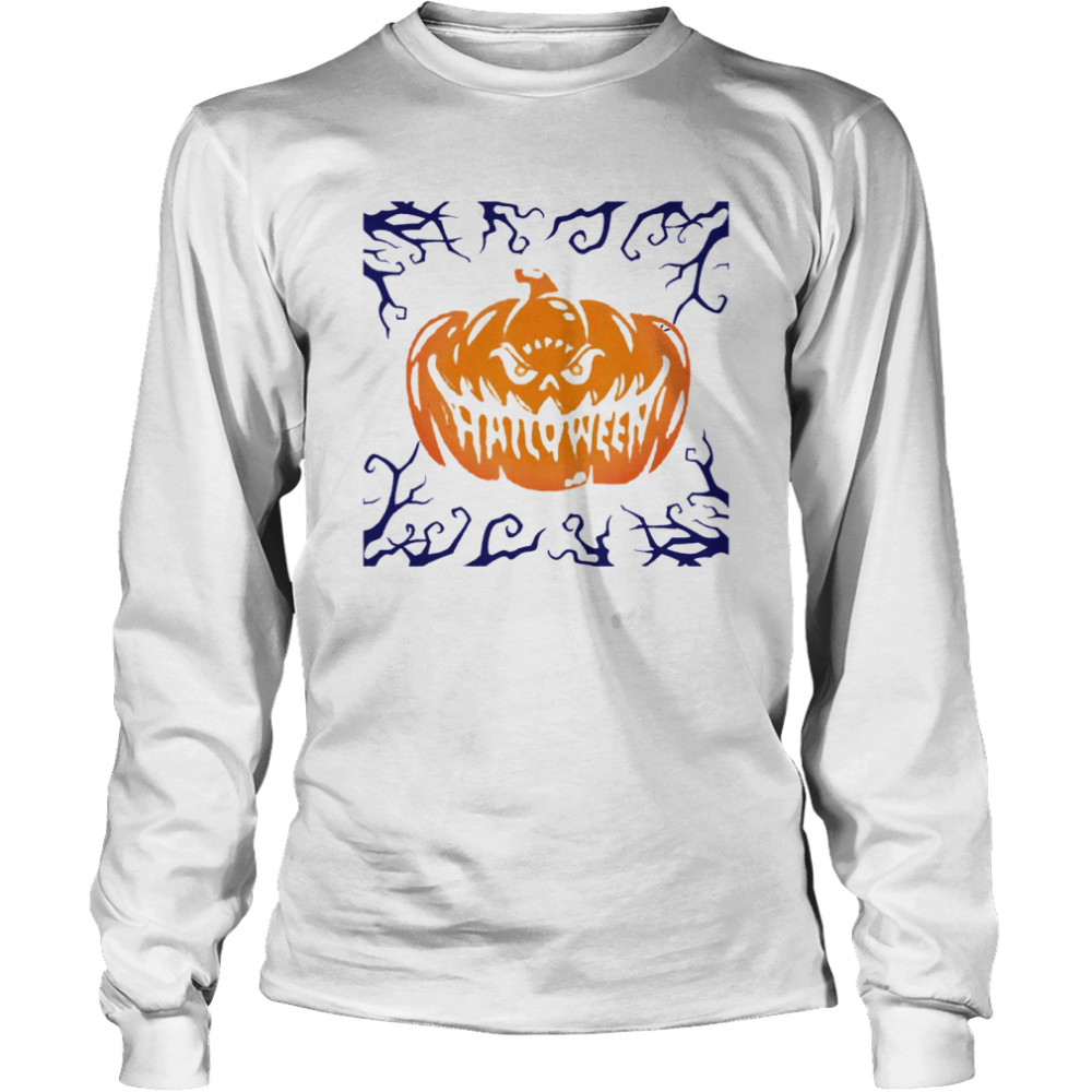 Happy Halloween Shirt Women Men Scary Night Pumpkin Face Long Sleeved T-shirt