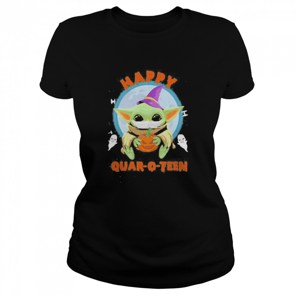 Happy halloween baby yoda witch quar-o-teen Classic Women's T-shirt