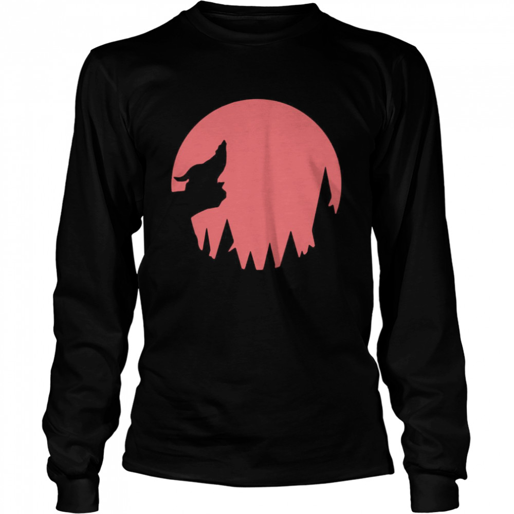 Howling on Full Moon Night Wolf Long Sleeved T-shirt