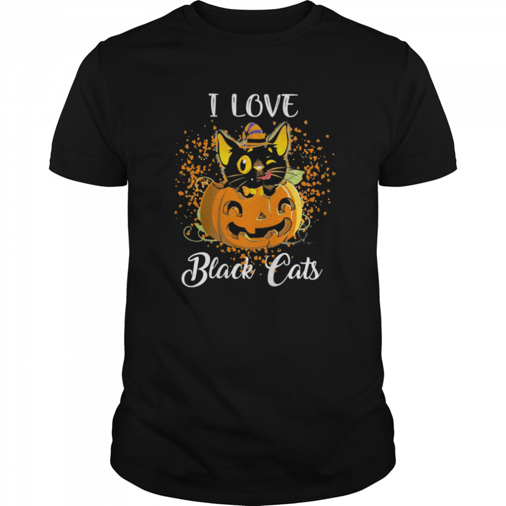 I Love Black Cats Pumpkin Halloween shirt