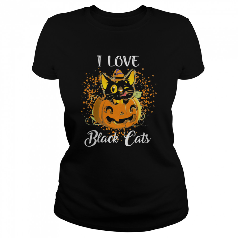 I Love Black Cats Pumpkin Halloween Classic Women's T-shirt