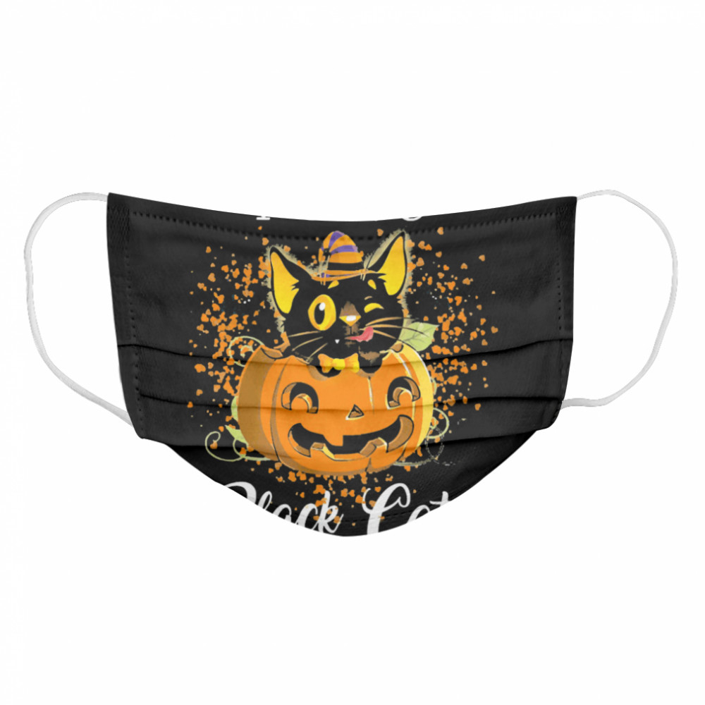 I Love Black Cats Pumpkin Halloween Cloth Face Mask