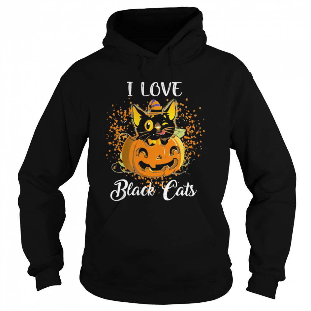 I Love Black Cats Pumpkin Halloween Unisex Hoodie