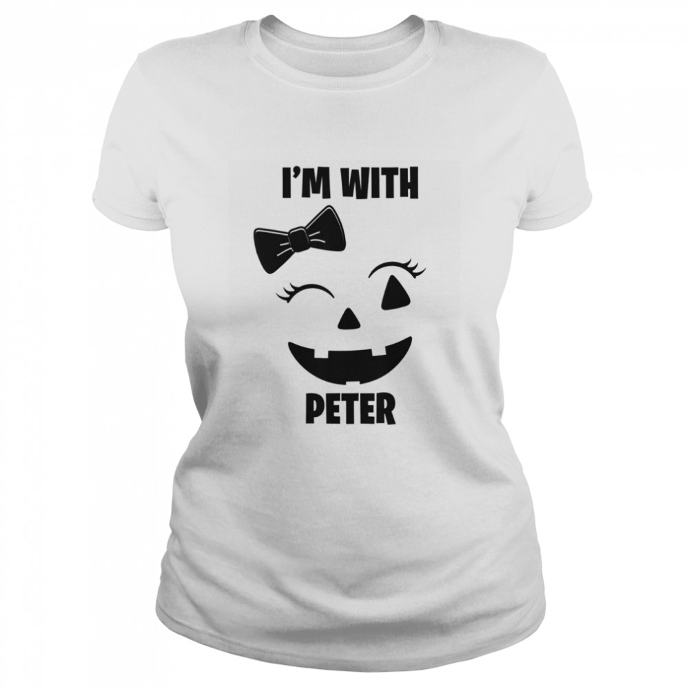 I’m With Peter Funny Couples Halloween Winking Girl Pumpkin Classic Women's T-shirt