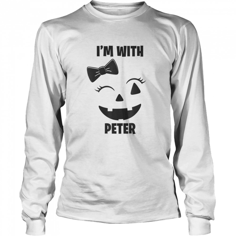 I’m With Peter Funny Couples Halloween Winking Girl Pumpkin Long Sleeved T-shirt