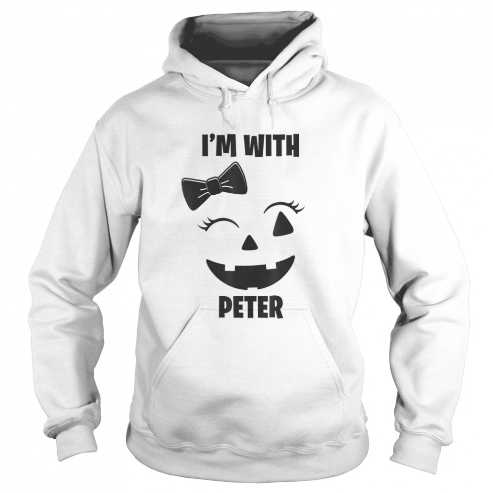 I’m With Peter Funny Couples Halloween Winking Girl Pumpkin Unisex Hoodie