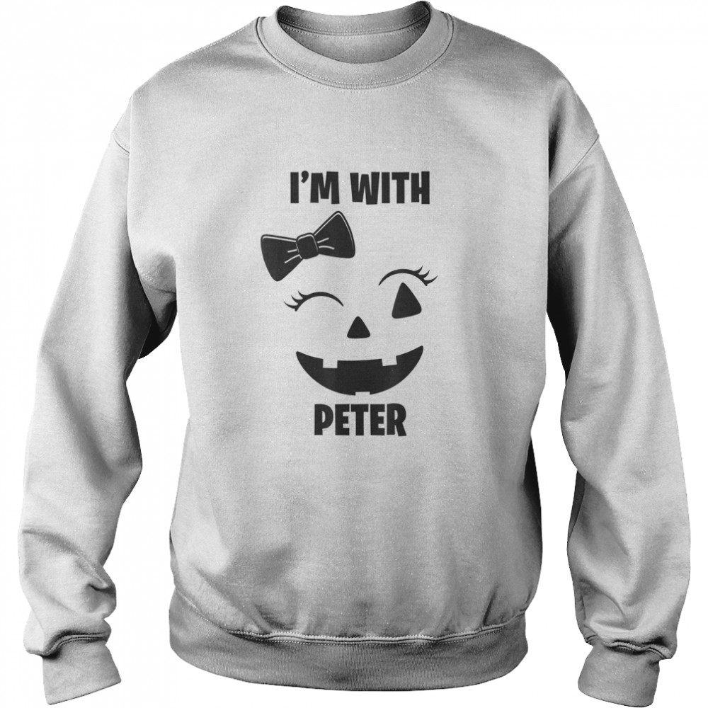 I’m With Peter Funny Couples Halloween Winking Girl Pumpkin Unisex Sweatshirt