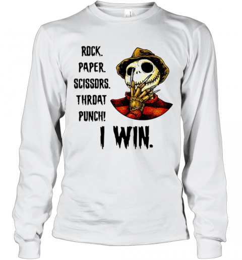 Jack Skellington Rock Paper Scissors Throat Punch I Win T-Shirt Long Sleeved T-shirt 
