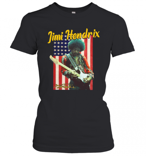 Jimi Hendrix American Flag Signature T-Shirt Classic Women's T-shirt