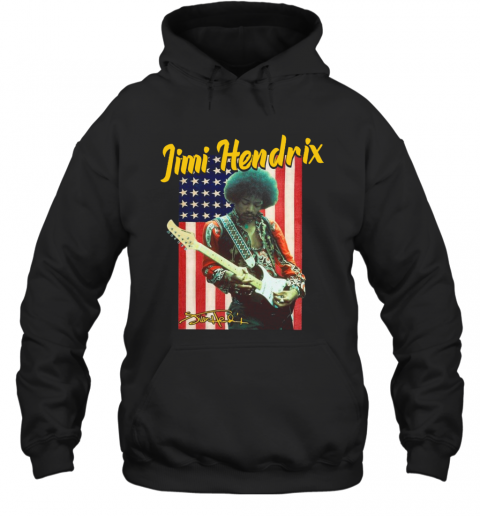 Jimi Hendrix American Flag Signature T-Shirt Unisex Hoodie