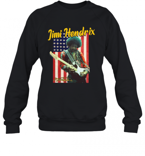 Jimi Hendrix American Flag Signature T-Shirt Unisex Sweatshirt