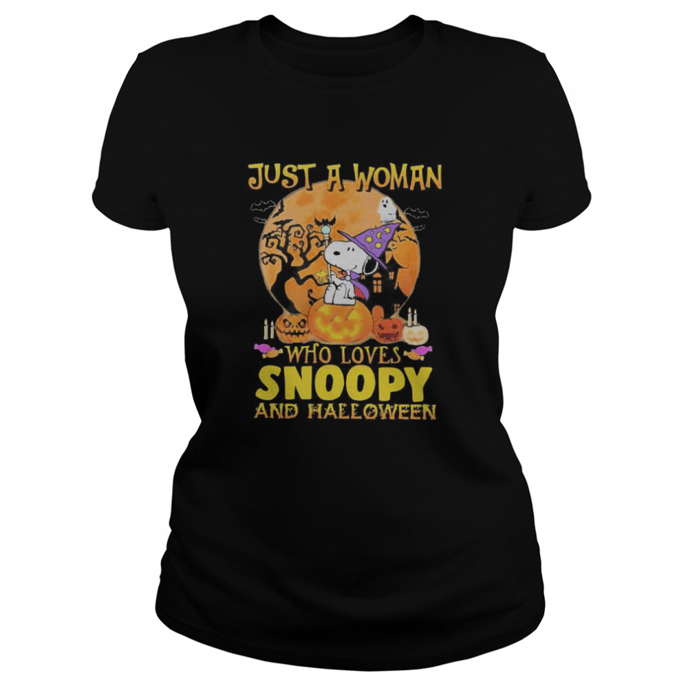 Just A Woman Who Loves Snoopy And Halloween Classic Women's T-shirt