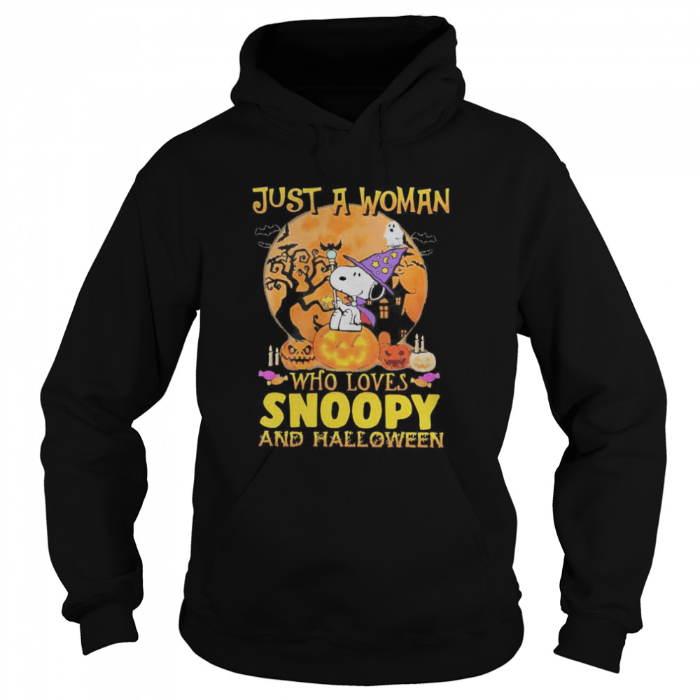 Just A Woman Who Loves Snoopy And Halloween Unisex Hoodie