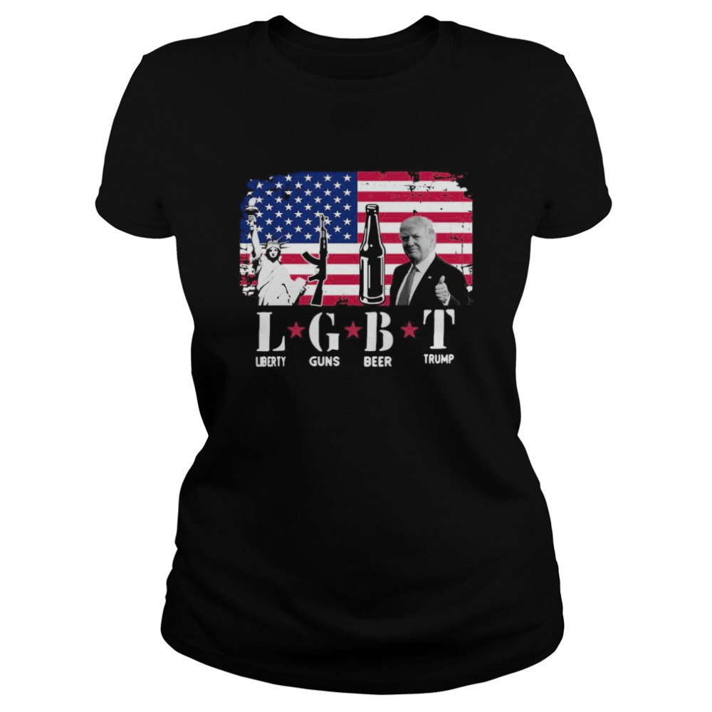 LGBT Liberty Guns Beer Trump American Flag Classic Women's T-shirt