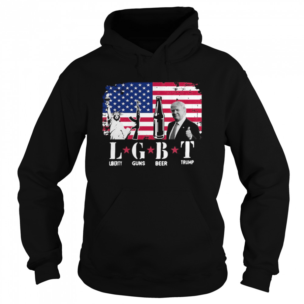 LGBT Liberty Guns Beer Trump American Flag Unisex Hoodie