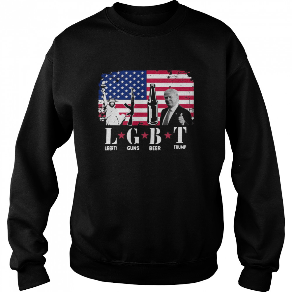 LGBT Liberty Guns Beer Trump American Flag Unisex Sweatshirt