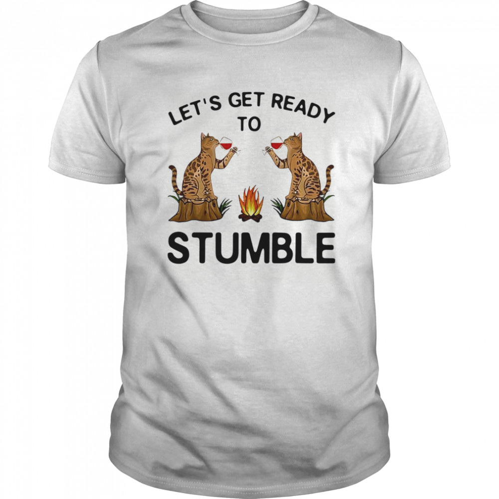 Let’s Get Ready To Stumble Cat Drinking Wine shirt