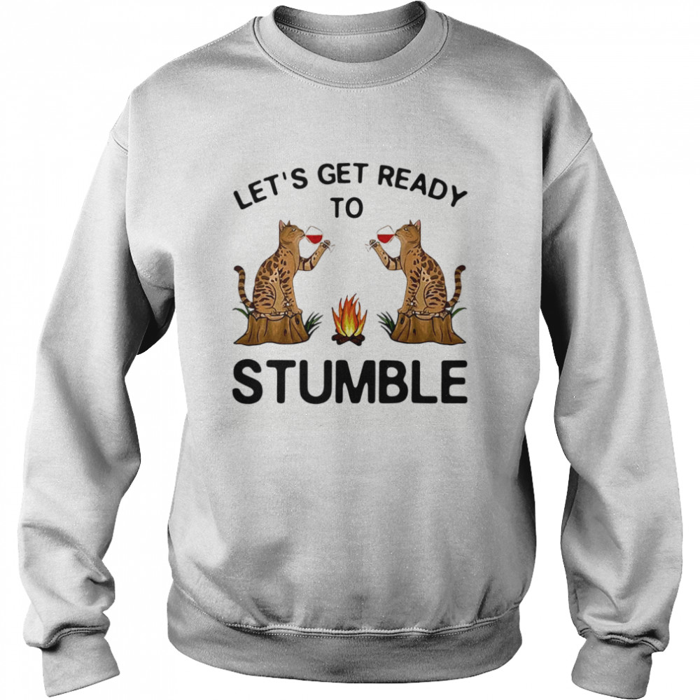 Let’s Get Ready To Stumble Cat Drinking Wine Unisex Sweatshirt