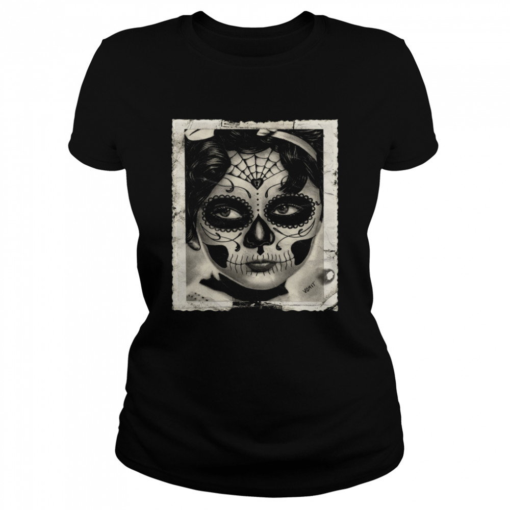 Little Girl Makeup Skull Day Of The Dead Classic Women's T-shirt