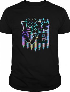 Love Paramedic American Flag Hologram Independence Day shirt