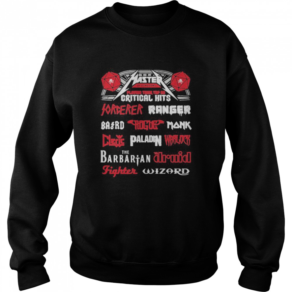 Master playing their top 20 critical hits forever ranger the barbarian Unisex Sweatshirt