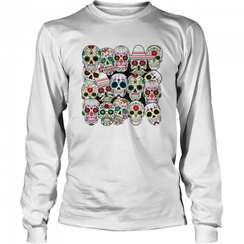 Mexican Day Of The Dead Sugar Skulls Long Sleeved T-shirt