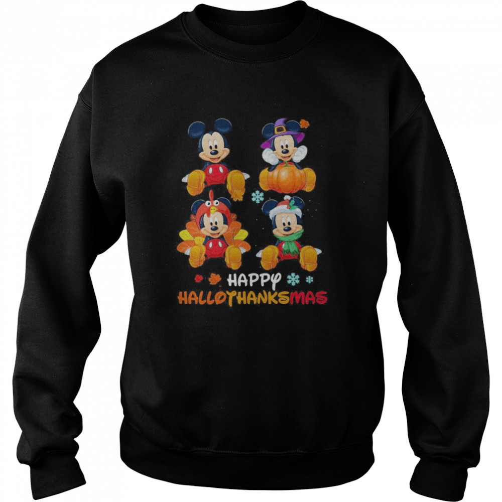 Mickey Mouse Disney Halloween And Merry Christmas Happy Hallothanksmas Unisex Sweatshirt