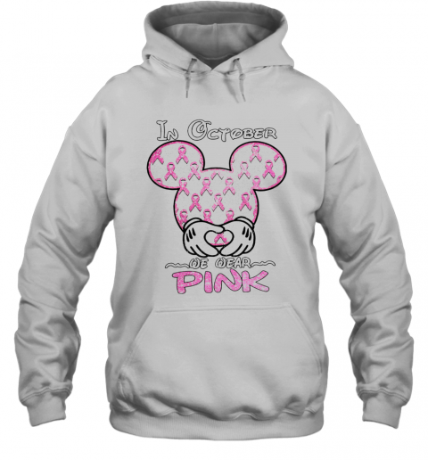 Mickey Mouse In October We Wear Pink Diamond T-Shirt Unisex Hoodie