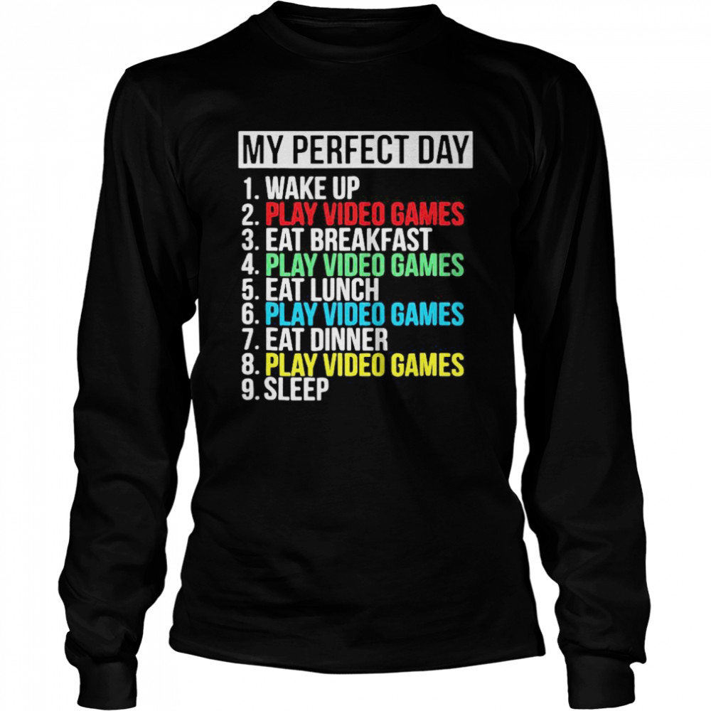 My Perfect Day Play Video Games Vintage Long Sleeved T-shirt