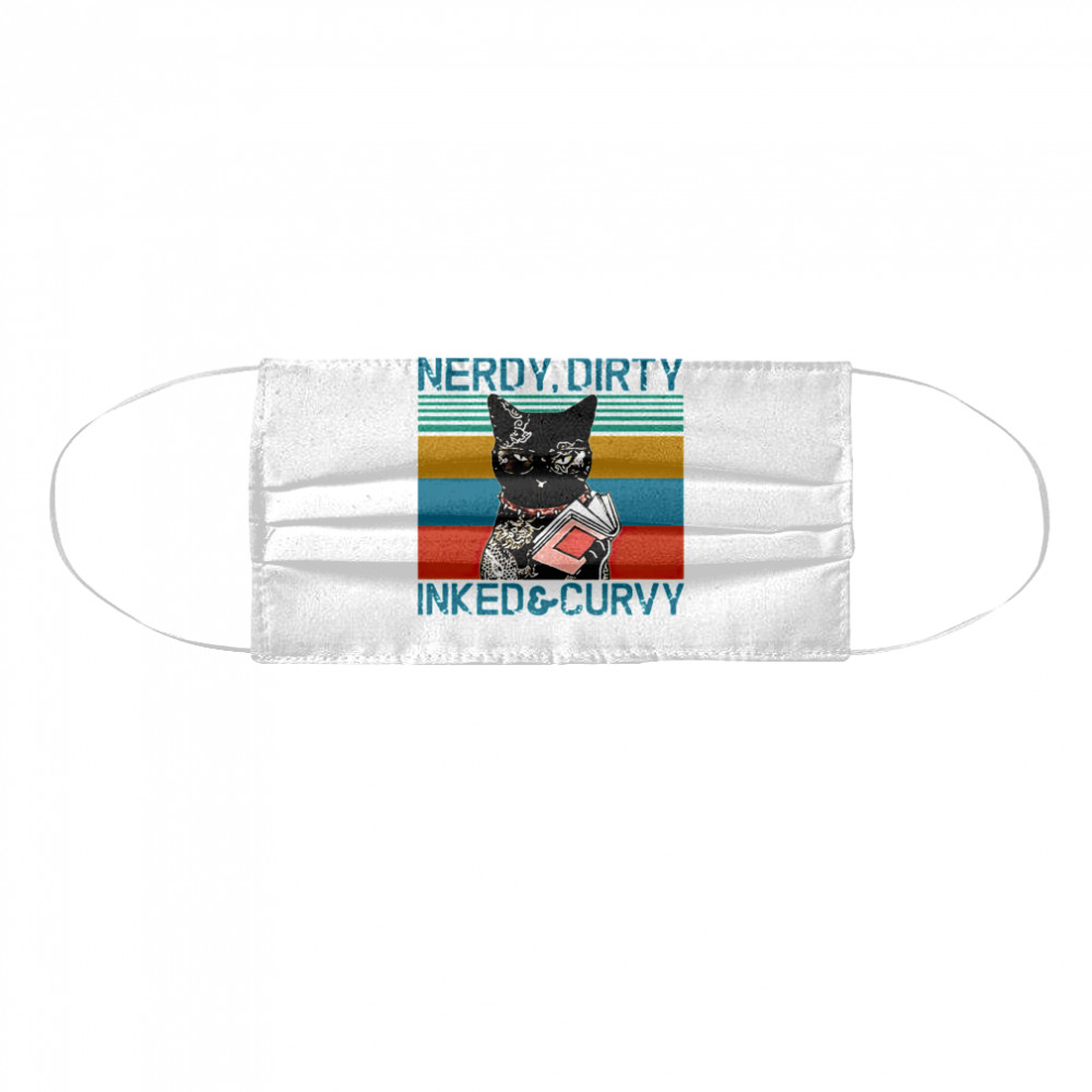 Nerdy Dirty Inked And Curvy Cat Vintage Retro Cloth Face Mask
