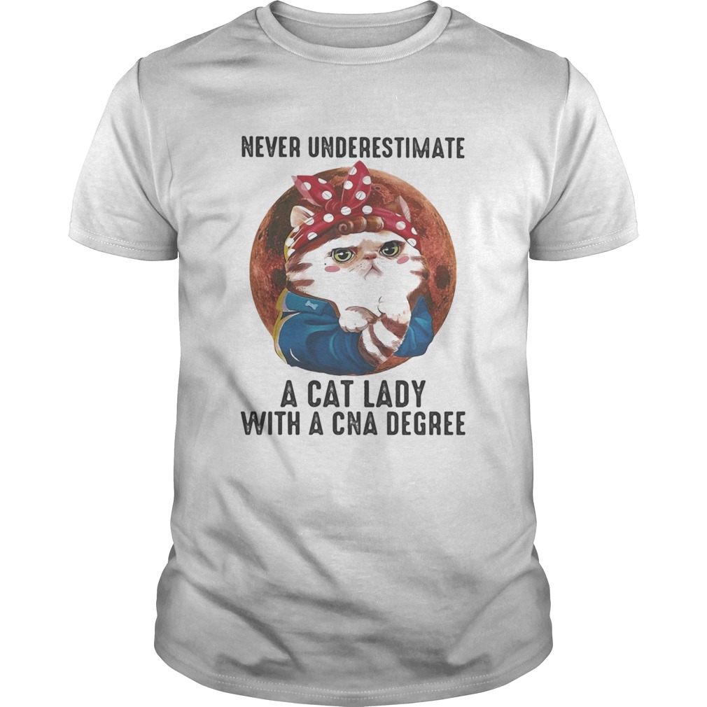 Never Underestimate A Cat Lady With A Cna Degree Moon shirt