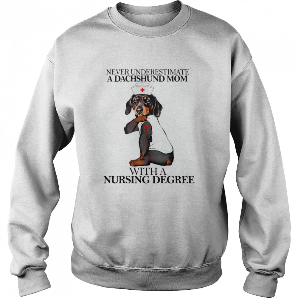 Never Underestimate A Dachshund Mom With A Nursing Degree Dog Unisex Sweatshirt
