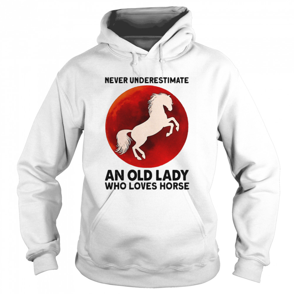 Never Underestimate An Old Lady Who Loves Horse Sunset Unisex Hoodie