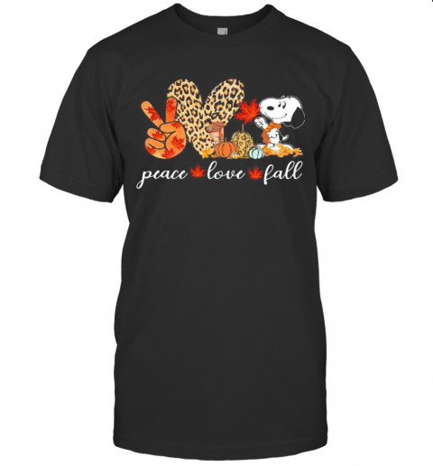 Peace Love Fall Snoopy Leopard T-Shirt