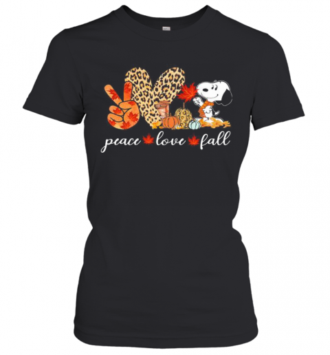 Peace Love Fall Snoopy Leopard T-Shirt Classic Women's T-shirt