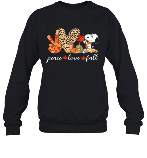 Peace Love Fall Snoopy Leopard T-Shirt Unisex Sweatshirt