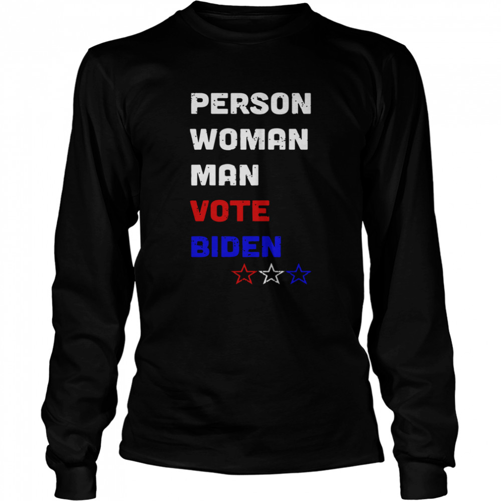 Person Woman Man Vote Joe Biden 2020 Vintage Long Sleeved T-shirt