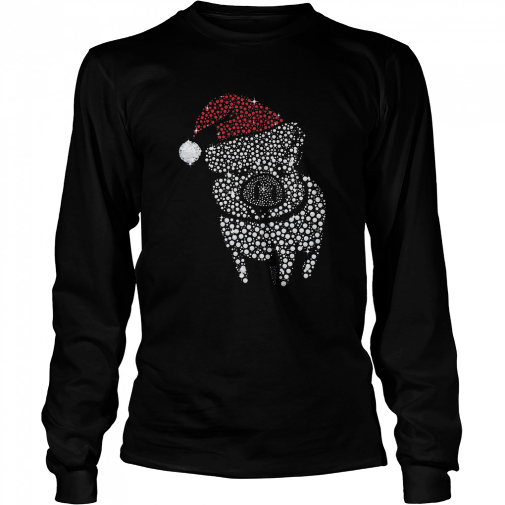 Pig Diamond Merry Christmas Long Sleeved T-shirt