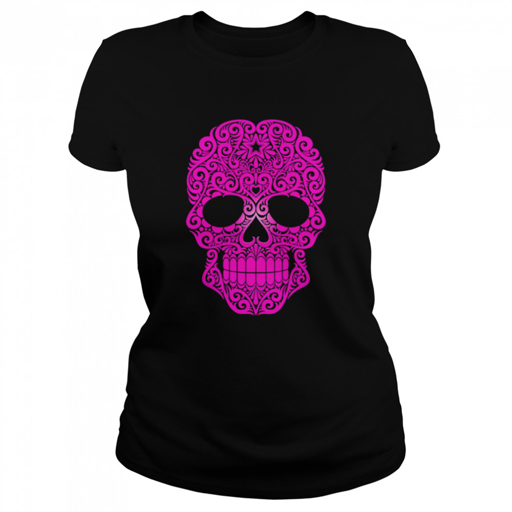 Pink Swirling Sugar Skull Classic Women's T-shirt