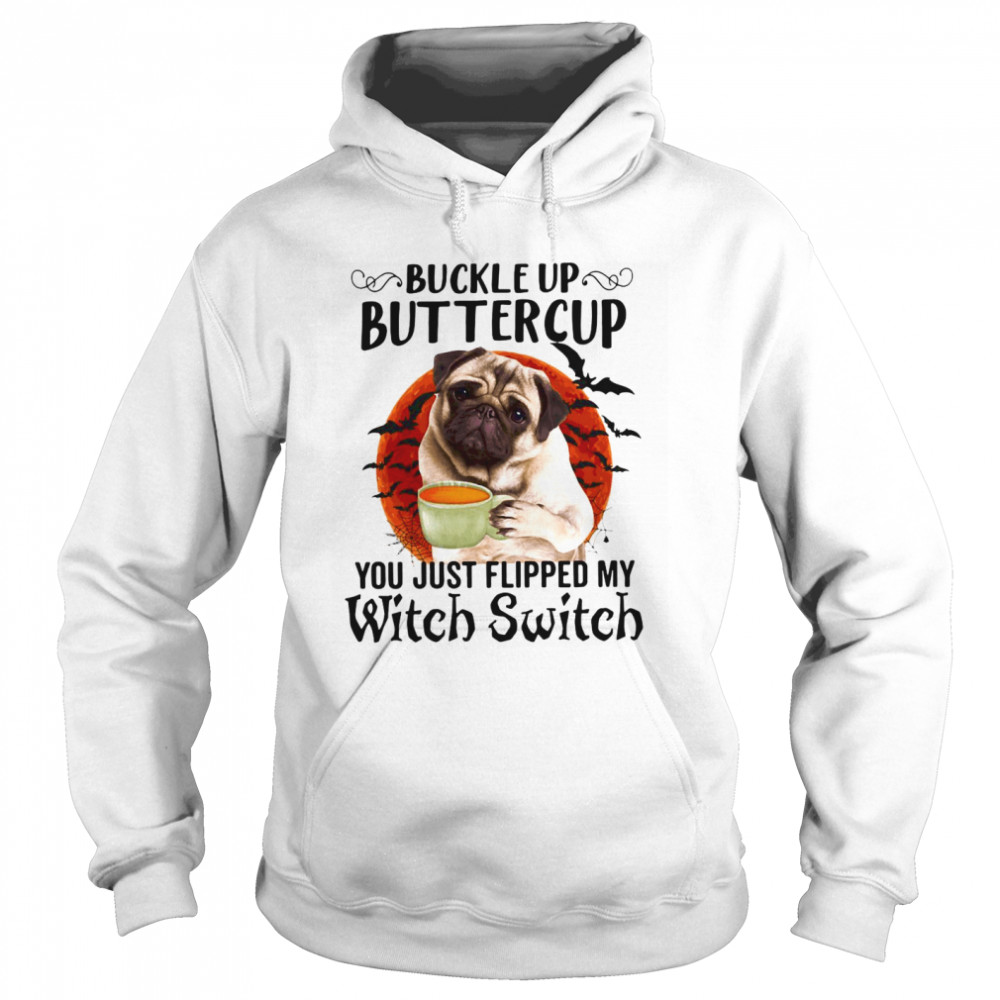 Pug Dog Buttercup You Just Flipped My Witch Switch Halloween Unisex Hoodie