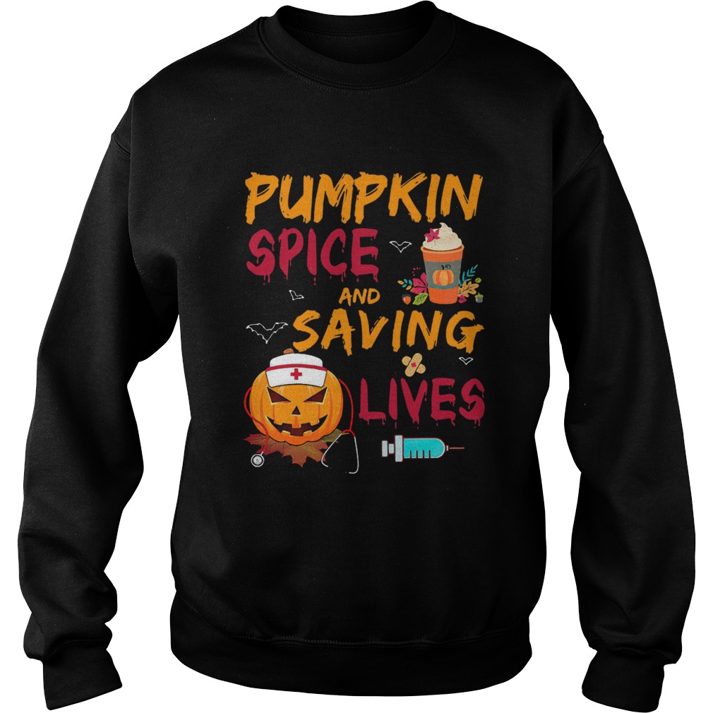 Pumpkin Spice And Saving Lives Pumpkin Nurse Latte Medical Staff Halloween Sweatshirt