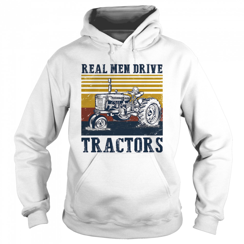 Real men drive tractors line vintage retro Unisex Hoodie