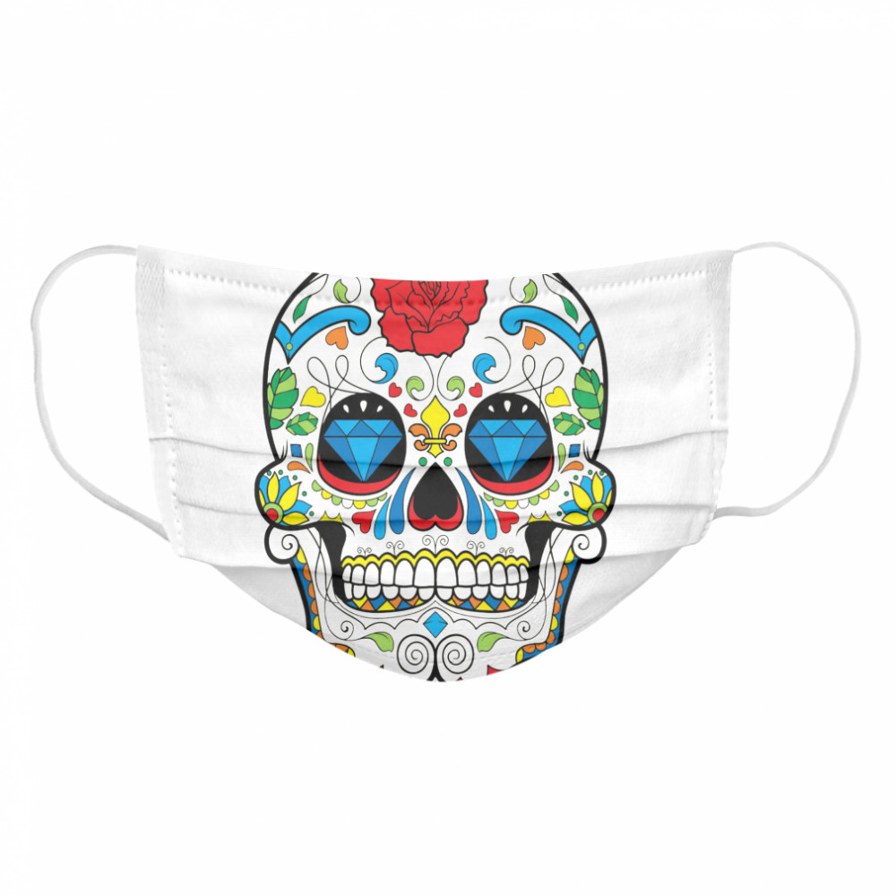 Retro Floral Sugar Skull Day Of The Dead Cloth Face Mask