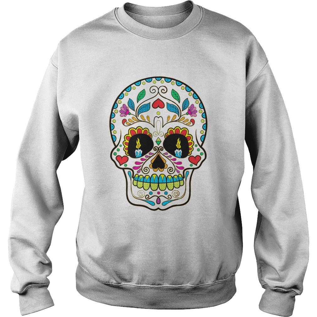 Retro Floral Sugar Skull Day Of The Dead Dia De Los Muertos Sweatshirt