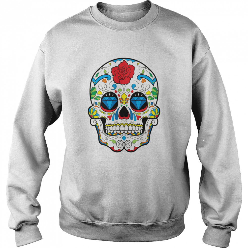 Retro Floral Sugar Skull Day Of The Dead Unisex Sweatshirt