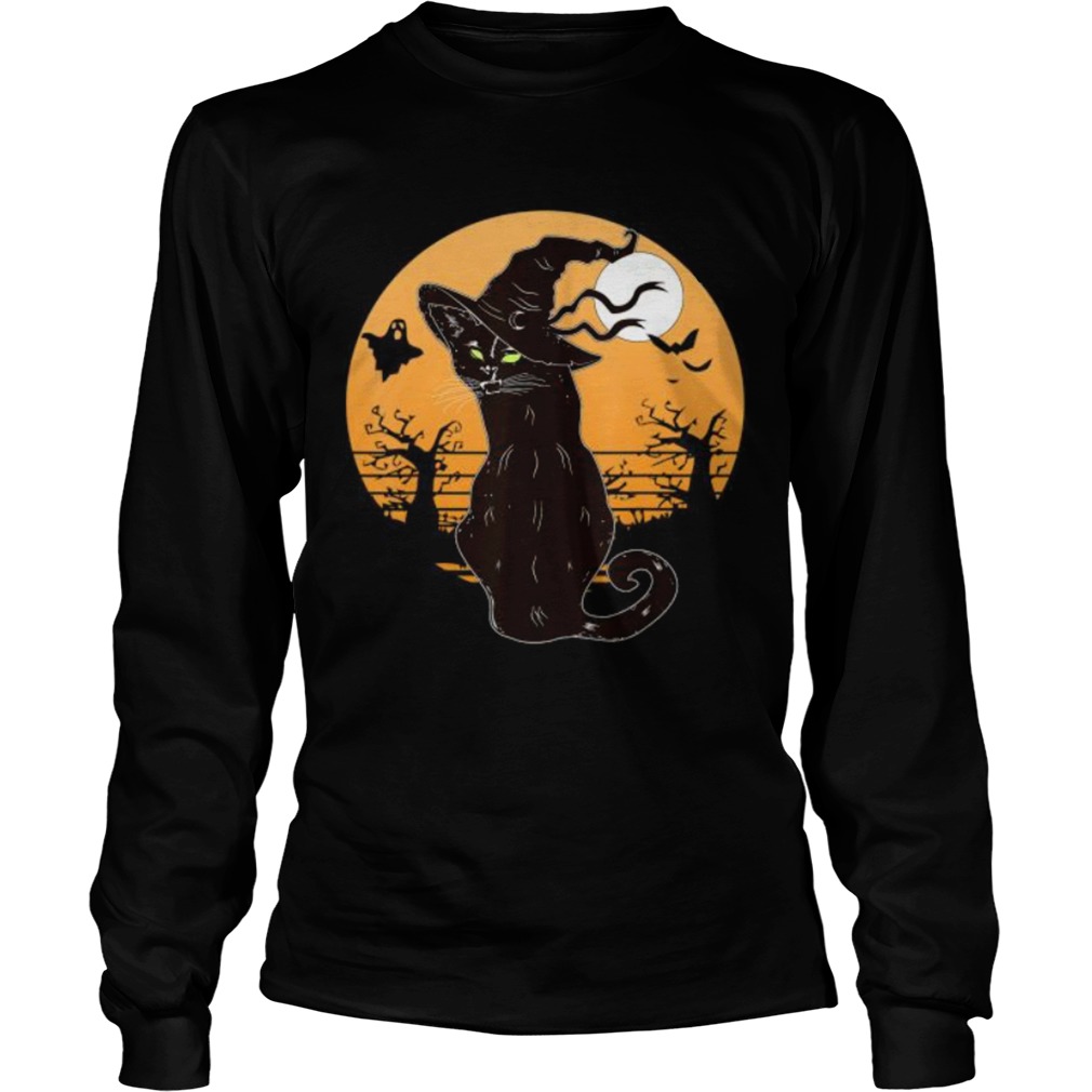 Retro Halloween Black Cat Long Sleeve