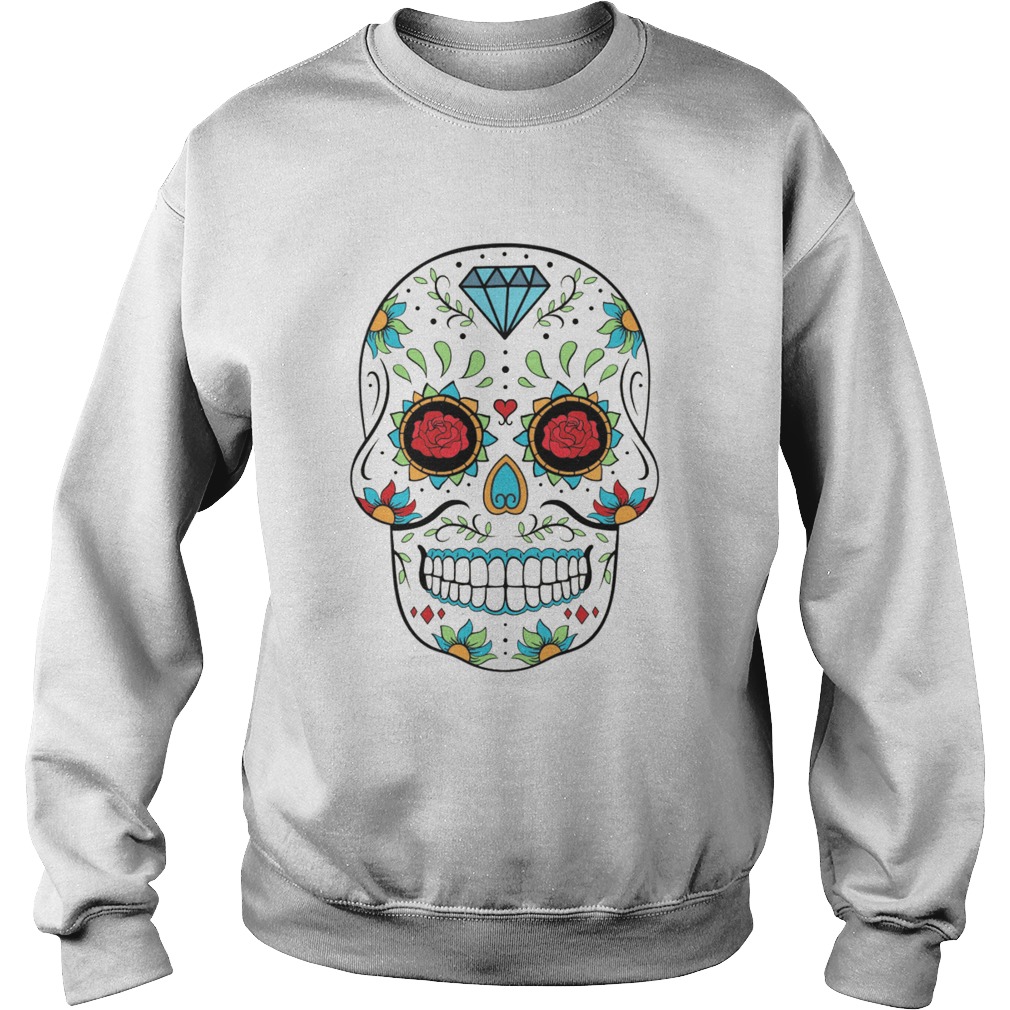 Rose Sugar Skull In Mexican Sweatshirt