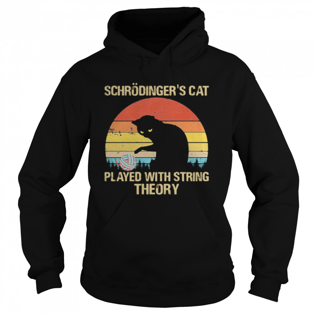 Schrodinger’s Cat Played With String Theory Vintage Retro Unisex Hoodie