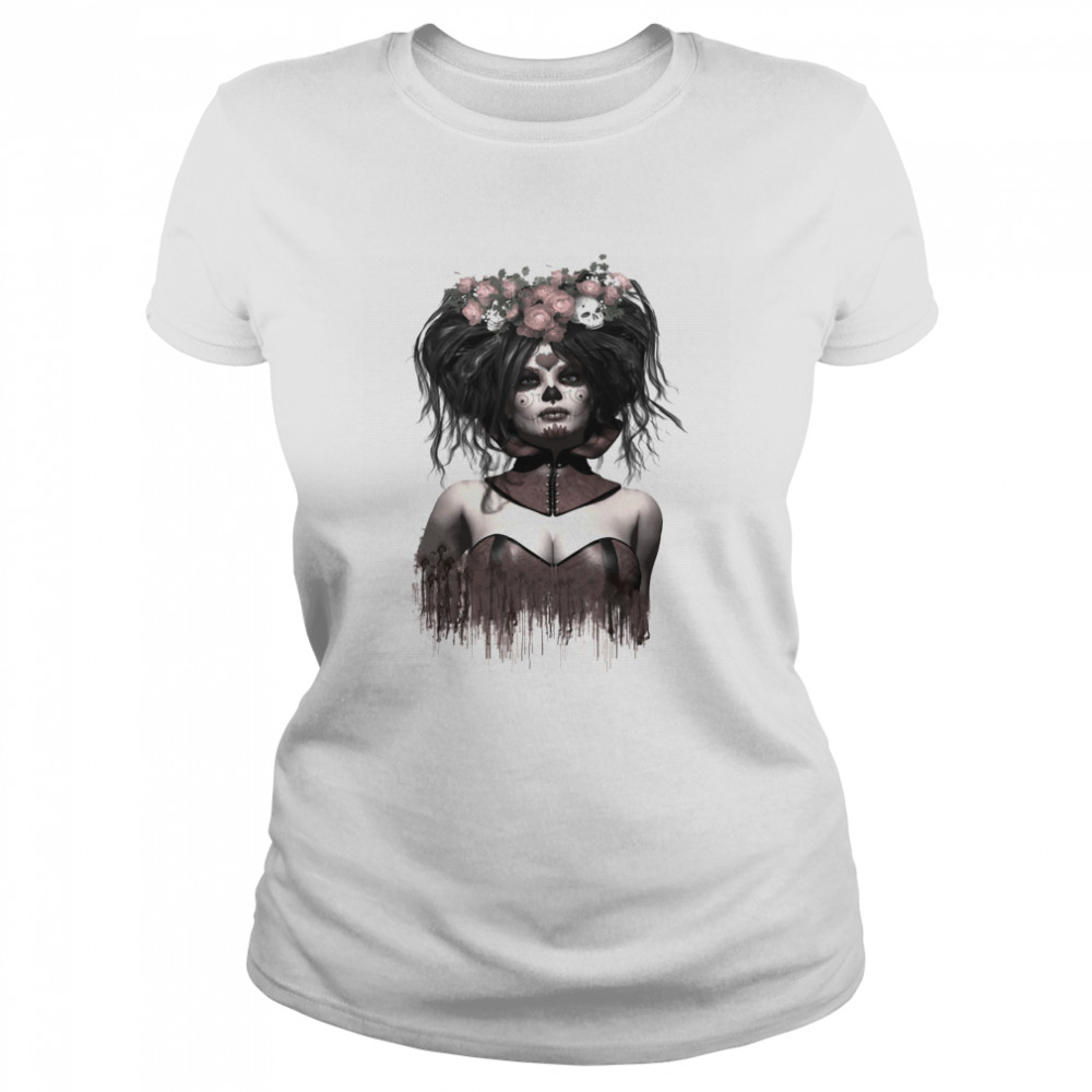 Skeleton Lady Sugar Doll Day Of The Dead Classic Women's T-shirt