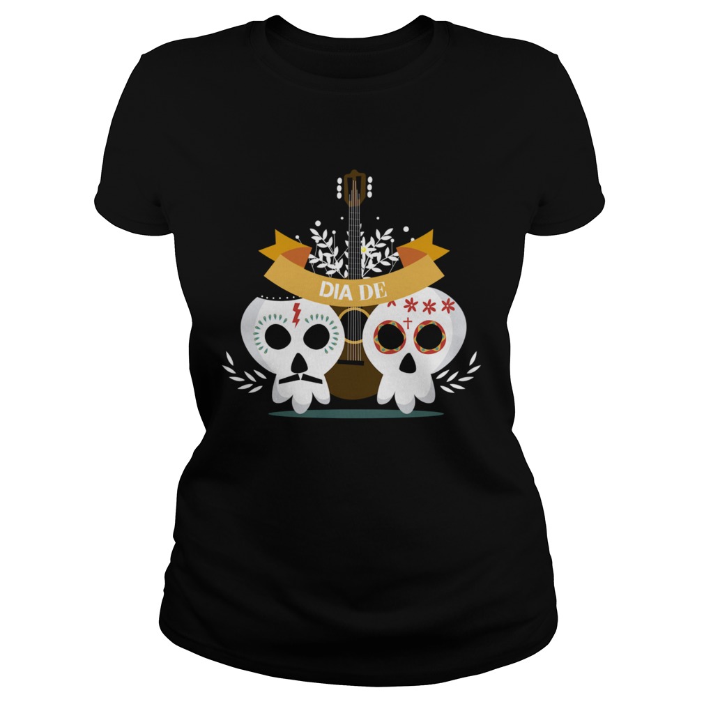 Skull Couple Guitar Day Of The Dead Classic Ladies